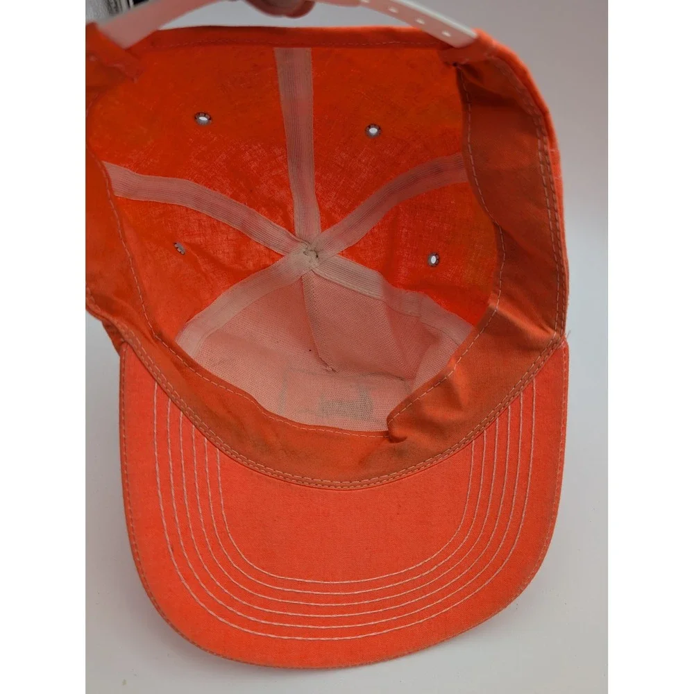 VTG John Deere Blaze Orange Snapback Hat Hunting Deer Logo Trucker Cap Made USA